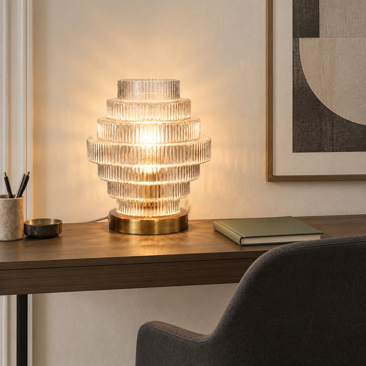 Florin Ribbed Glass Table Lamp product image