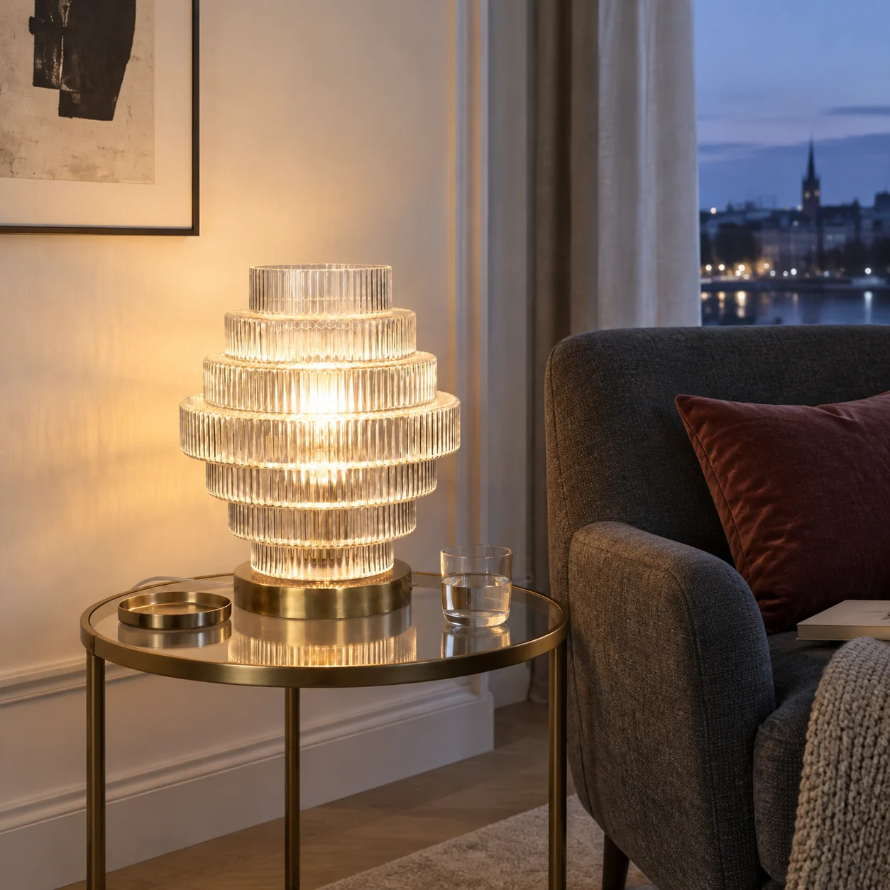 Florin Ribbed Glass Table Lamp product image