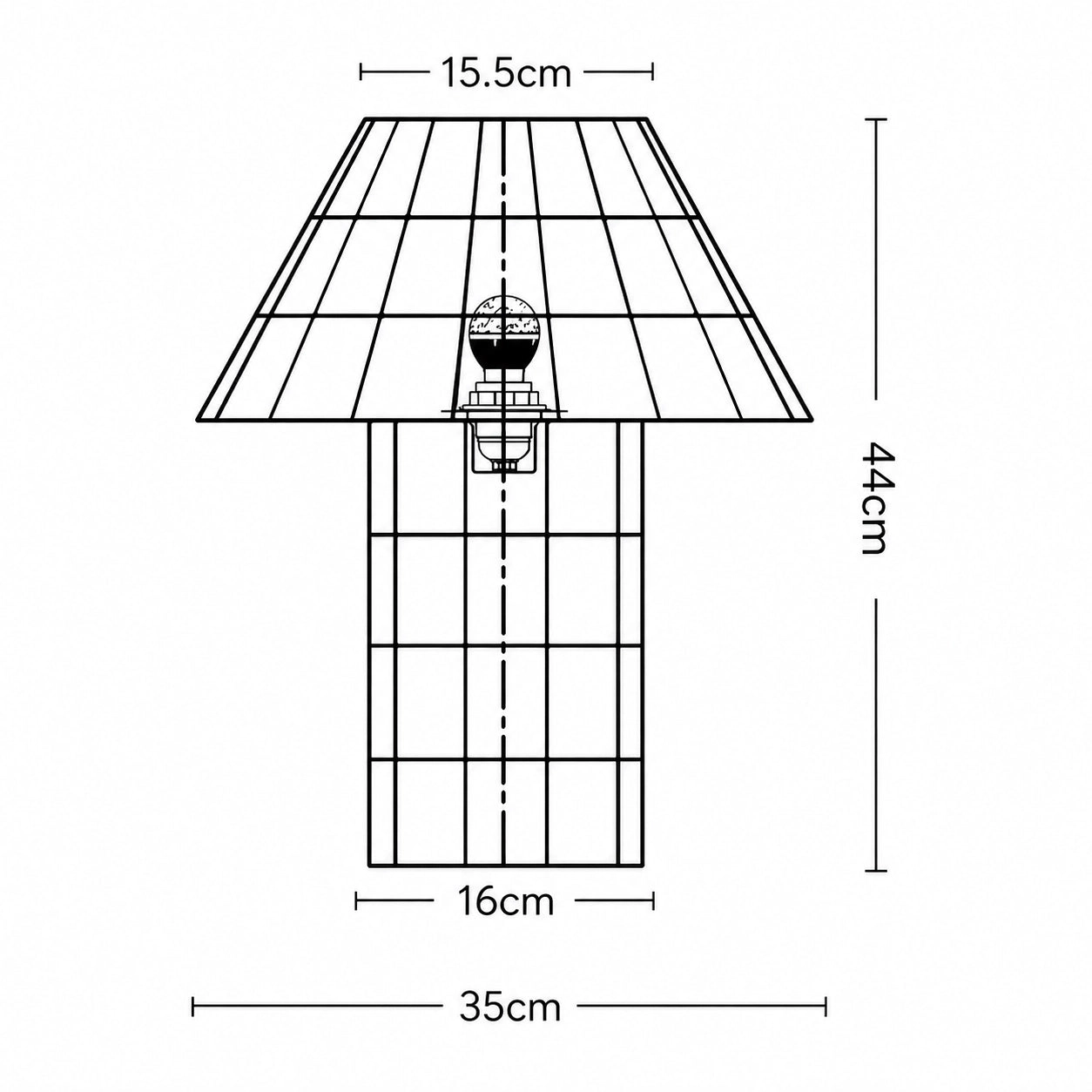 Capiz shell glow table lamp size drawing