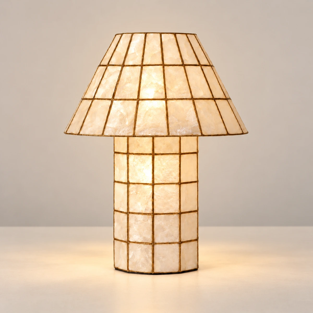 Capiz shell table lamp identity