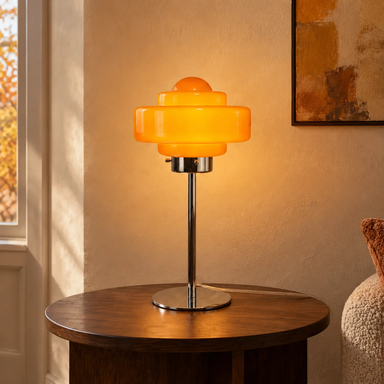 Orange layered disc glass table lamp