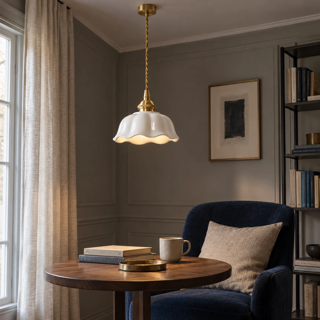 Florielle pendant in a study reading corner