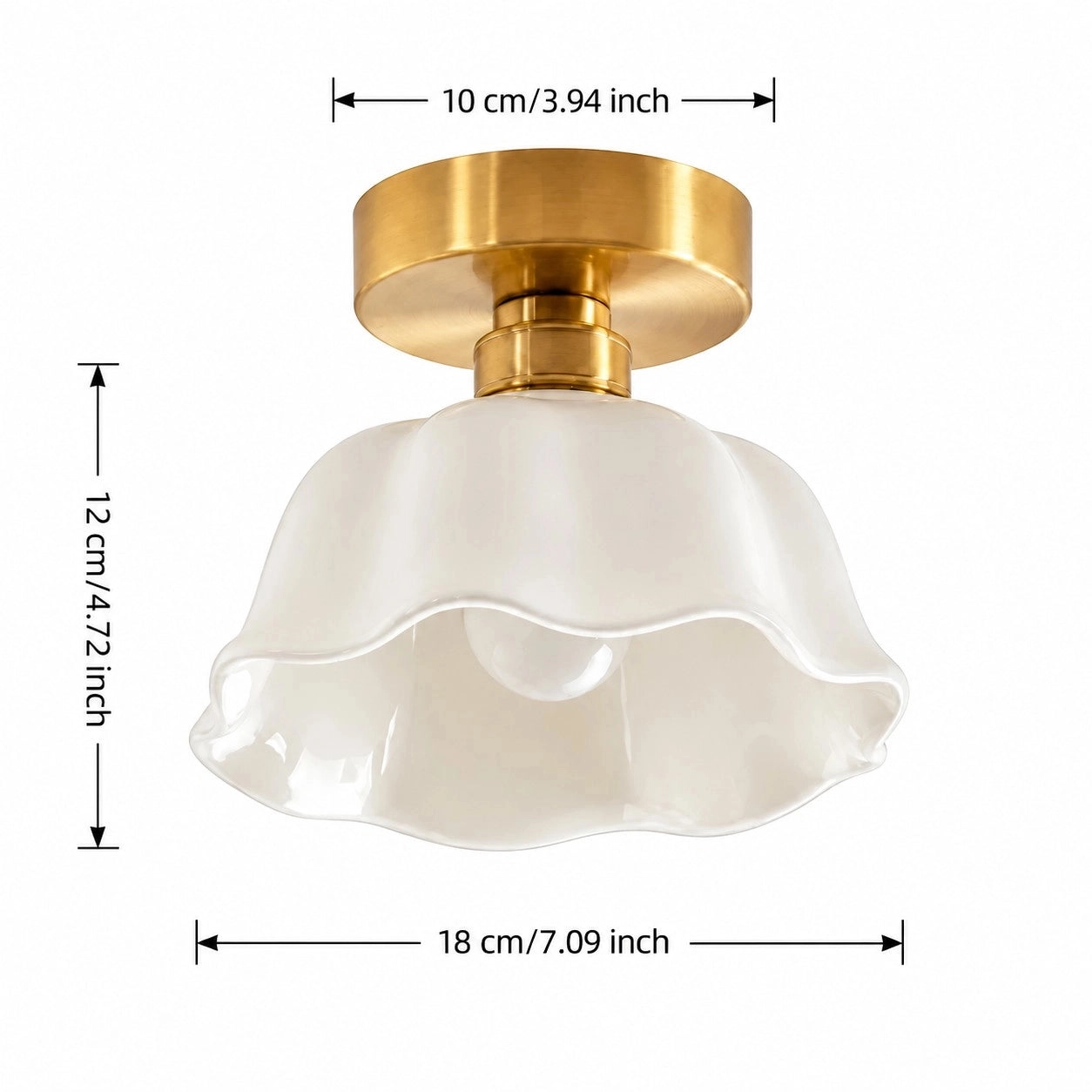 Flush Mount dimensions: 18 cm diameter and 12 cm shade height