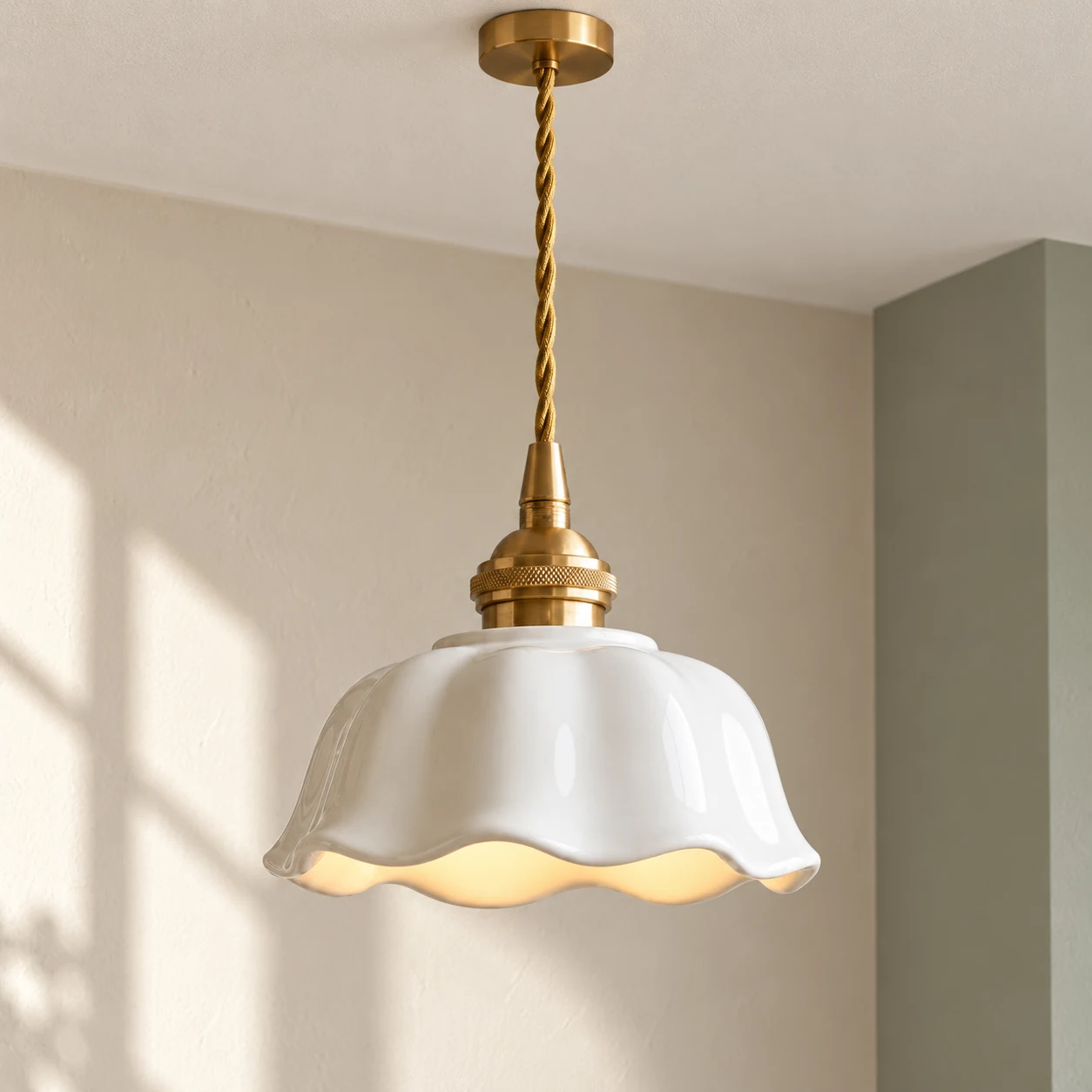 Florielle White Ceramic Flower Light hero pendant v2