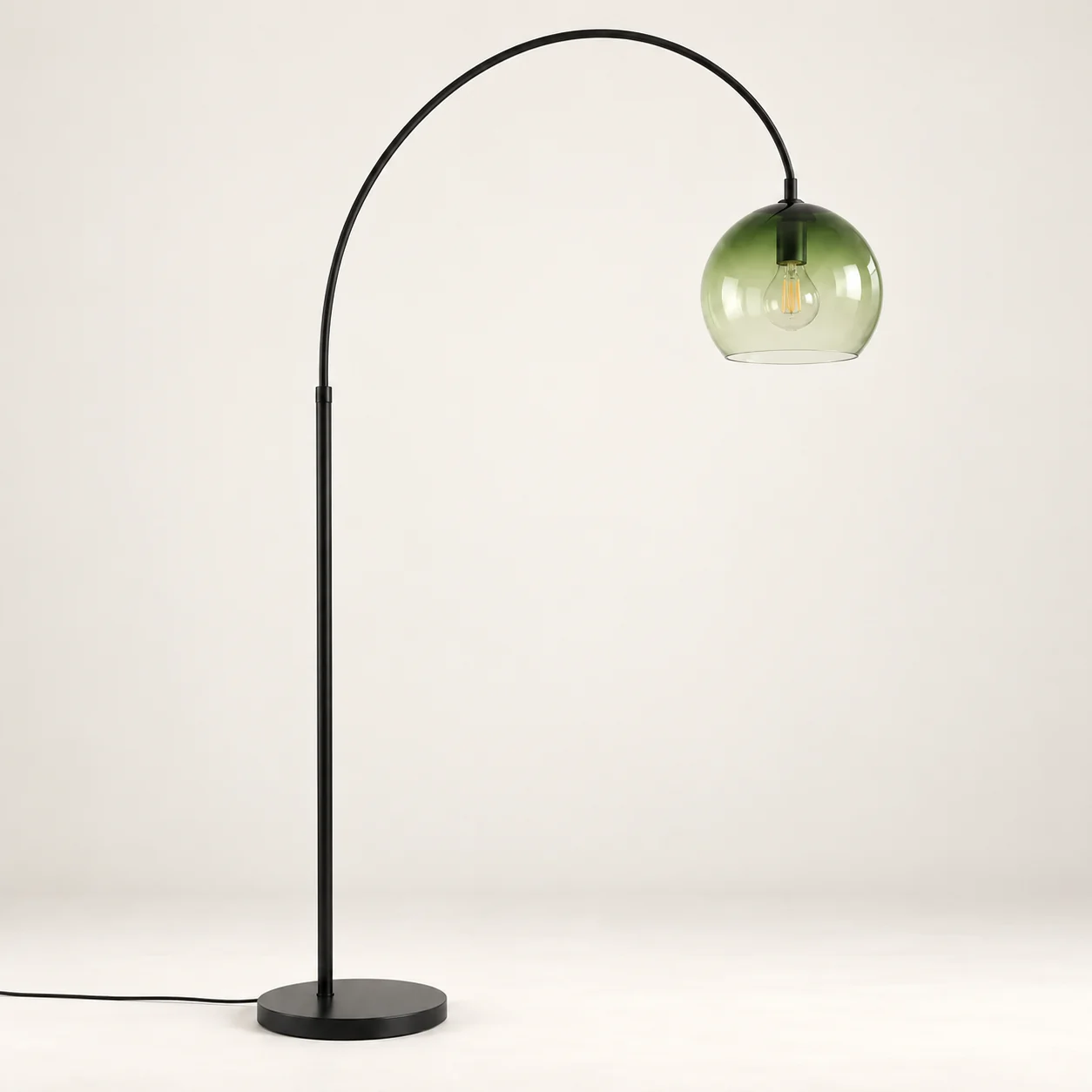 Arden arched green glass floor lamp