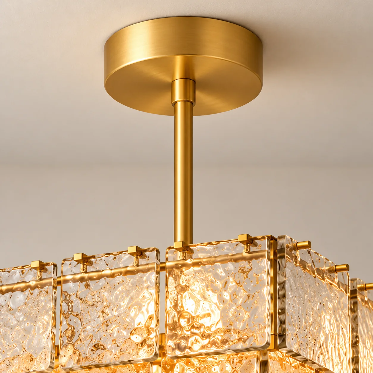 Round gold-tone canopy and suspension rod