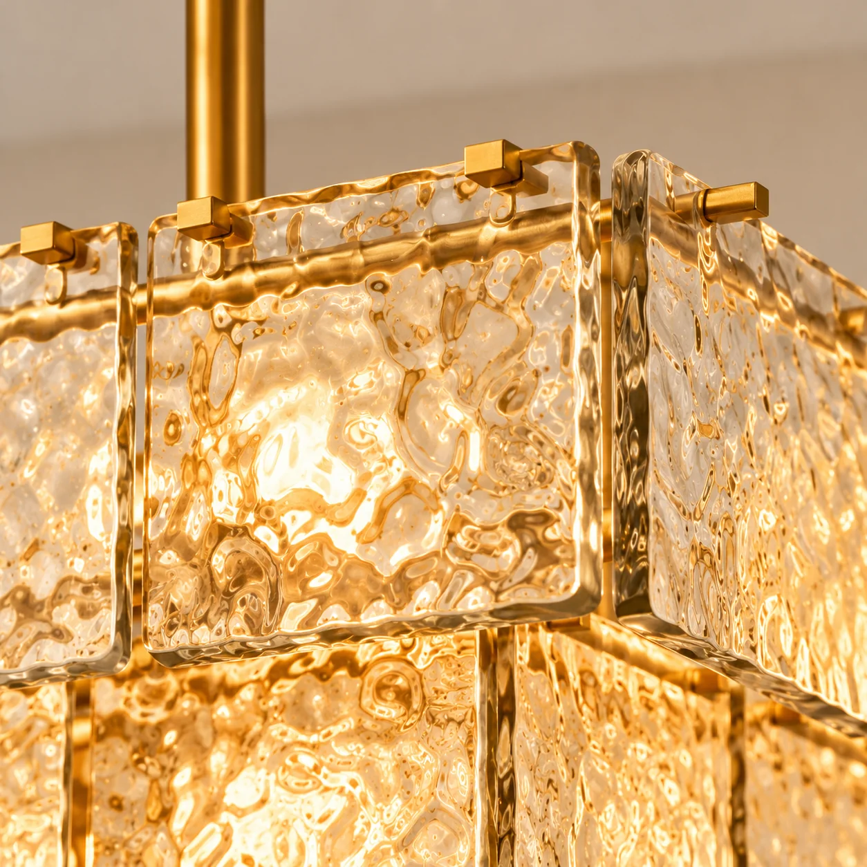 Gold-tone corner clips on the glass frame